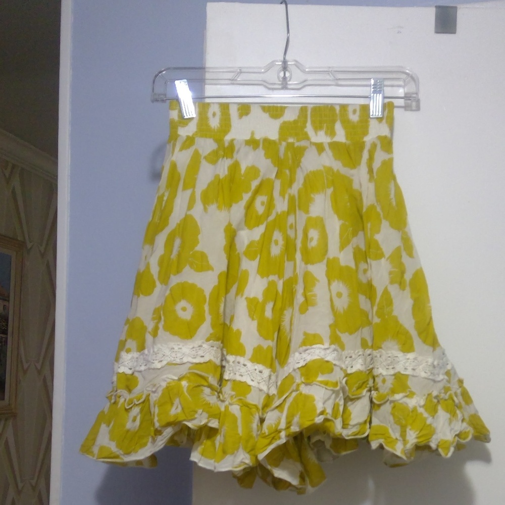 NEW Oilily vintage floral golden yellow lace skirt